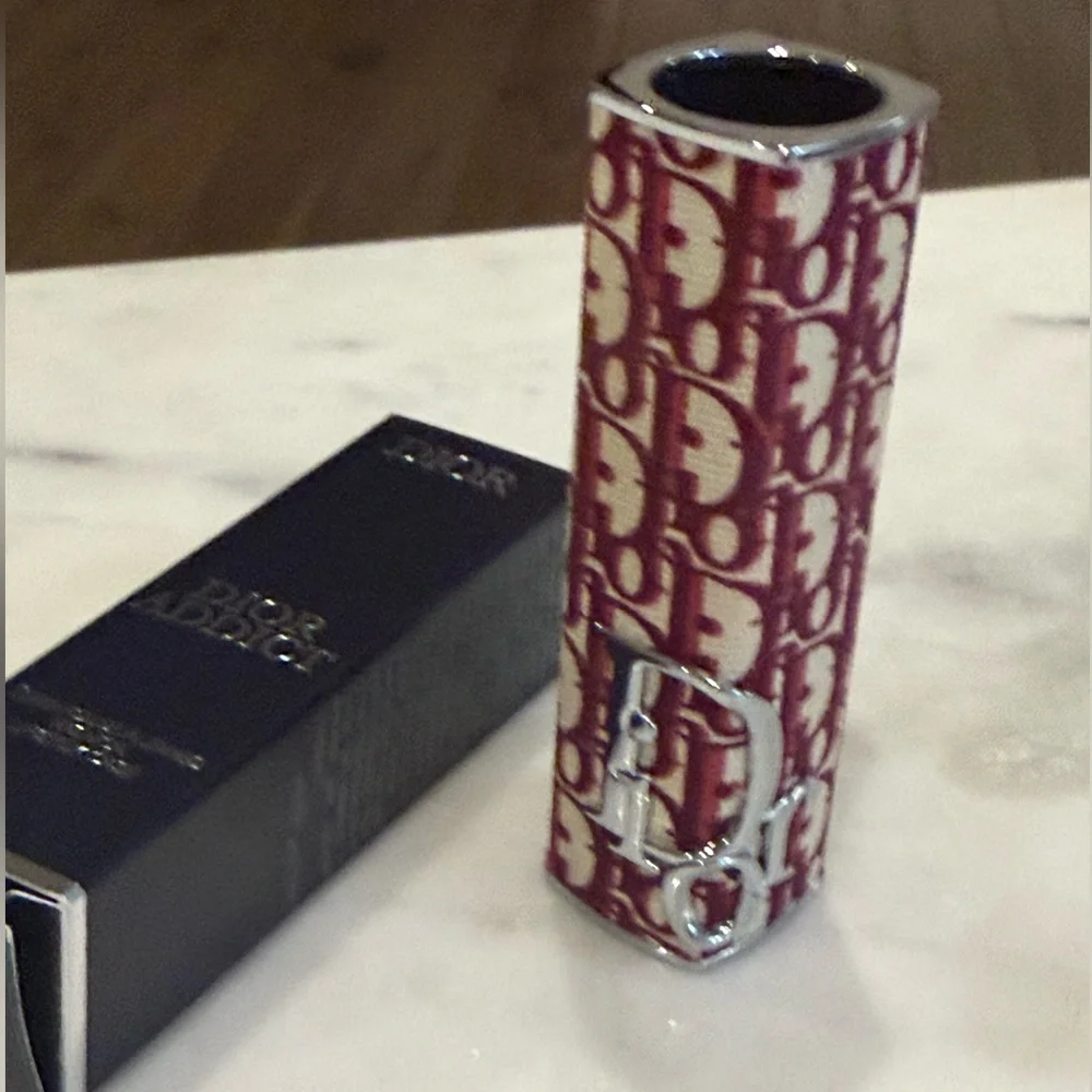Dior Addict Collectors Signature Monogram Lipstick Case, Brick Red and Cream.